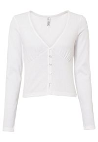 Krótki sweter rozpinany bonprix biały. Kolor: biały. Długość: krótkie #1