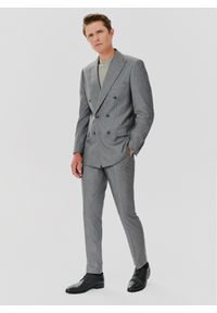 Pako Lorente - PAKO LORENTE – Szara marynarka garniturowa w prążek. Kolor: szary. Materiał: poliester, wiskoza. Wzór: prążki #5