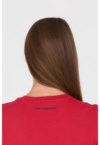 Karl Lagerfeld - KARL LAGERFELD Czerwony damski t-shirt z kotem, Rozmiar M. Kolor: czerwony #7