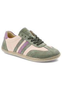 Półbuty barefoot damskie Armodo, skóra naturalna zamszowe wstawki miękka wyściółka klasyczne sznurowanie lekka i elastyczna podeszwa, zielone, n1299-. Zapięcie: sznurówki. Kolor: zielony. Materiał: skóra, zamsz. Styl: klasyczny #1