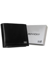 ROVICKY - Portfel skórzany Rovicky CPR-992-BAR czarny. Kolor: czarny. Materiał: skóra