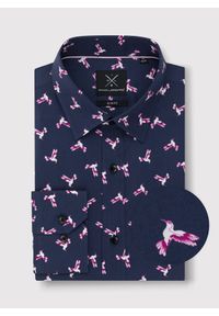 Pako Lorente - PAKO LORENTE – Granatowa koszula w kolibry. Okazja: na co dzień. Kolor: niebieski. Materiał: bawełna, jeans, elastan. Styl: casual #6