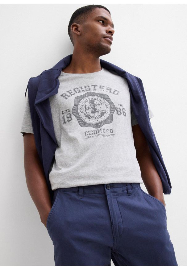 bonprix - Spodnie chinosy z czystego lnu, regular fit, prosta nogawka. Kolor: niebieski. Materiał: len. Styl: klasyczny