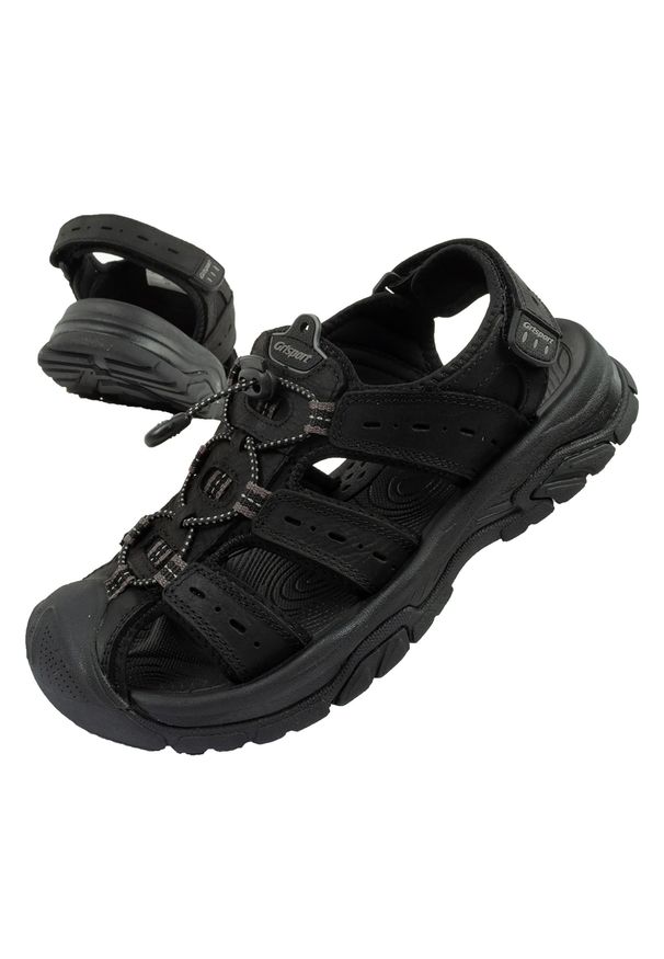 Buty sportowe męskie sandały Grisport. Kolor: czarny. Materiał: skóra, materiał. Sport: turystyka piesza