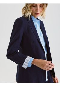 Reserved - Marynarka z lnem - granatowy. Kolor: niebieski. Materiał: len #1