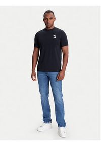 Karl Lagerfeld - KARL LAGERFELD T-Shirt 755710 553224 Granatowy Slim Fit. Typ kołnierza: dekolt w karo. Kolor: niebieski. Materiał: bawełna