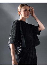 Sinsay - Bluzka z krótkimi rękawami - czarny. Kolor: czarny. Długość rękawa: krótki rękaw. Długość: krótkie #1