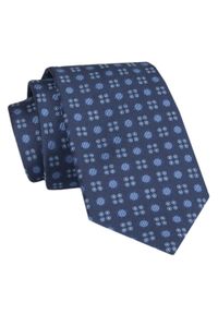 Męski Krawat - Granat w Groszki - Angelo di Monti. Kolor: niebieski. Materiał: tkanina. Wzór: grochy. Styl: wizytowy, elegancki