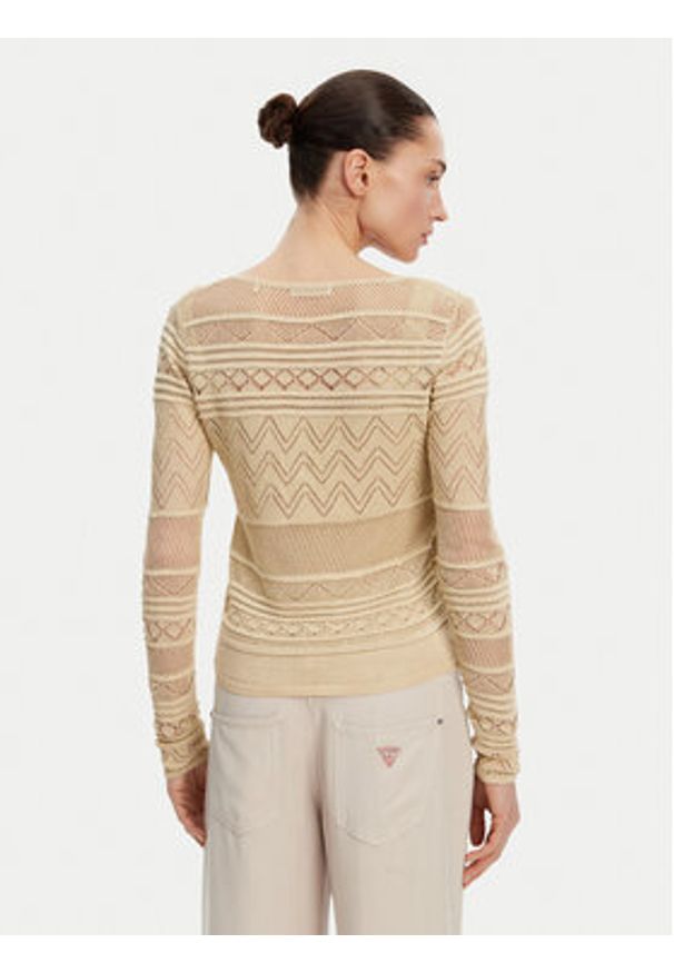 Guess Kardigan W5GR15 Z3E22 Beżowy Regular Fit. Kolor: beżowy. Materiał: wiskoza