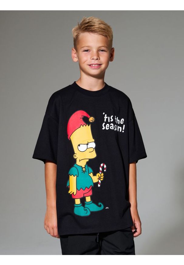 Sinsay - Bawełniana koszulka z nadrukiem The Simpsons - czarny. Kolor: czarny. Materiał: bawełna. Wzór: nadruk