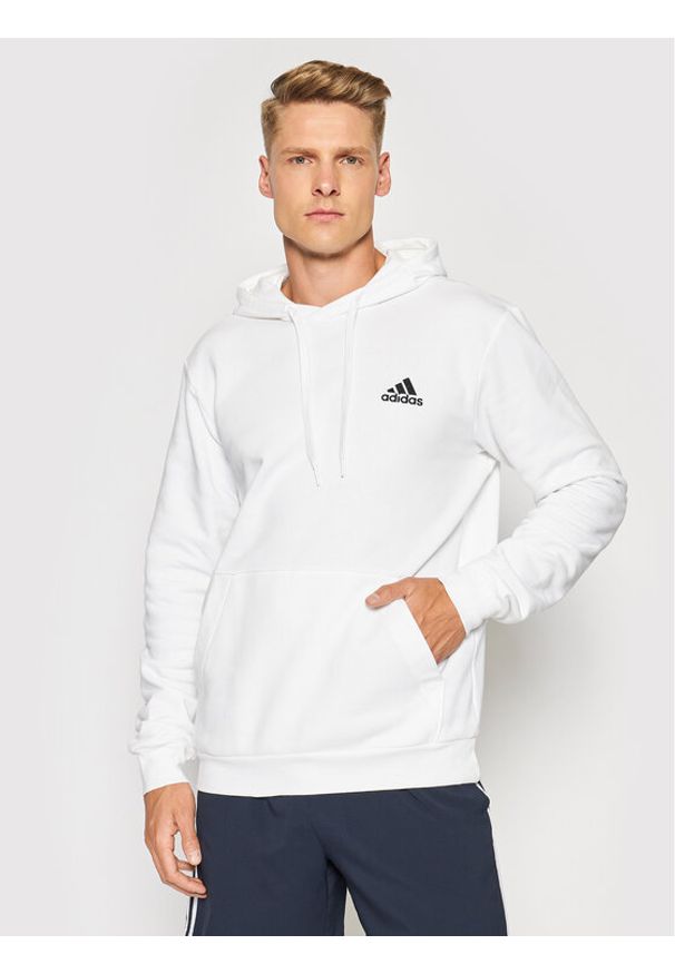 Adidas - adidas Bluza FeelCozy Hoodie H12211 Biały Regular Fit. Kolor: biały. Materiał: bawełna