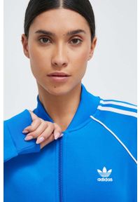 adidas Originals bluza damska kolor niebieski z aplikacją. Kolor: niebieski. Długość rękawa: raglanowy rękaw. Wzór: aplikacja #5