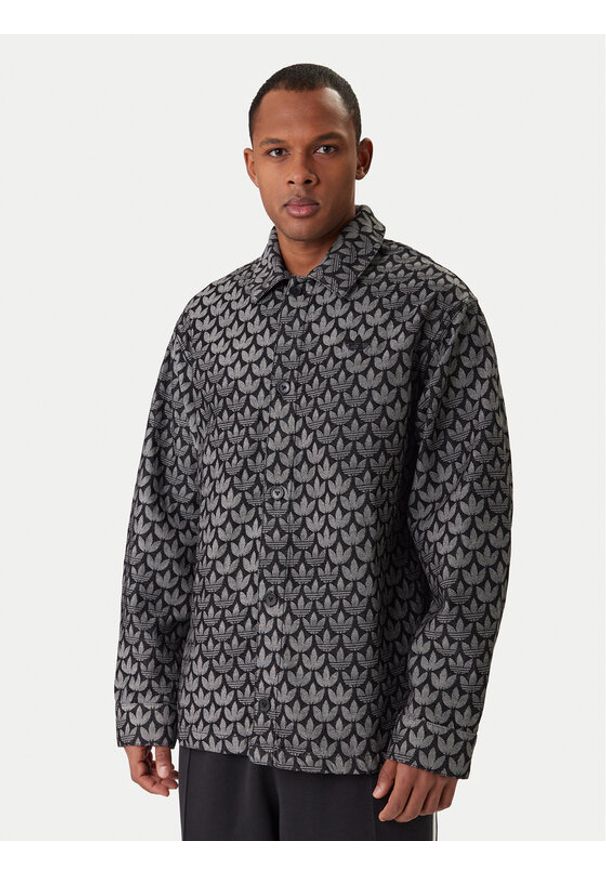 Adidas - adidas Koszula jeansowa Monogram KC6379 Szary Loose Fit. Kolor: szary. Materiał: bawełna