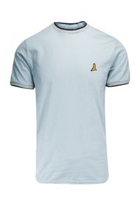 Brave Soul - T-Shirt (Koszulka) Niebieski z Lamówkami, Logo-Ptak, Okrągły Dekolt -BRAVE SOUL. Okazja: na co dzień. Kolor: niebieski. Materiał: bawełna. Wzór: kolorowy. Styl: casual