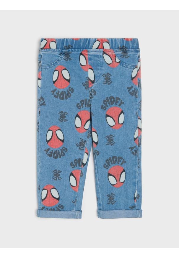 Sinsay - Spodnie jeansowe Spidey & His Amazing Friends - granatowy. Kolor: niebieski. Materiał: jeans