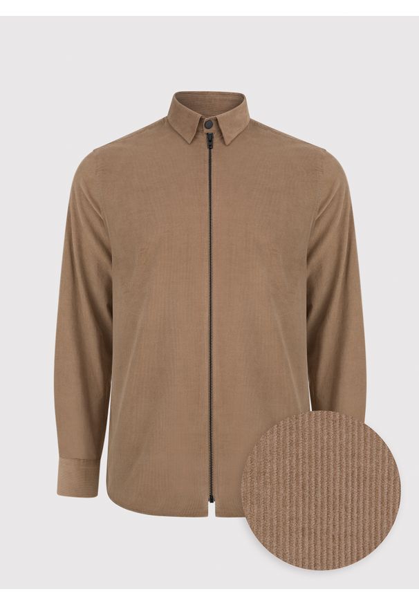 Pako Lorente - Sztruksowa koszula męska zapinana na suwak. Materiał: sztruks. Długość rękawa: długi rękaw. Długość: długie