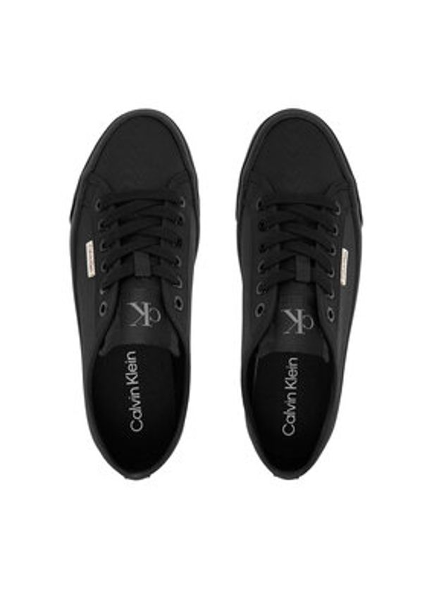 Calvin Klein Sneakersy Vulc Flatform Lace Up Moire YW0YW02012 Czarny. Kolor: czarny. Materiał: materiał
