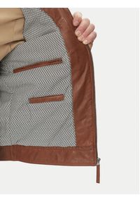 Serge Pariente Kurtka skórzana Tonic Brązowy Slim Fit. Kolor: brązowy. Materiał: skóra