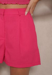 Renee - Różowe Szorty z Bawełną High Waist w Klasycznym Stylu Sefore. Stan: podwyższony. Kolor: różowy. Materiał: bawełna. Sezon: lato. Styl: klasyczny #3