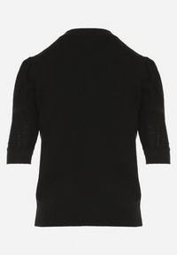 Born2be - Czarny T-shirt z Ażurowymi Rękawami Unessea. Okazja: do pracy, na co dzień. Kolor: czarny. Materiał: skóra, jeans. Wzór: ażurowy. Styl: casual, klasyczny #6