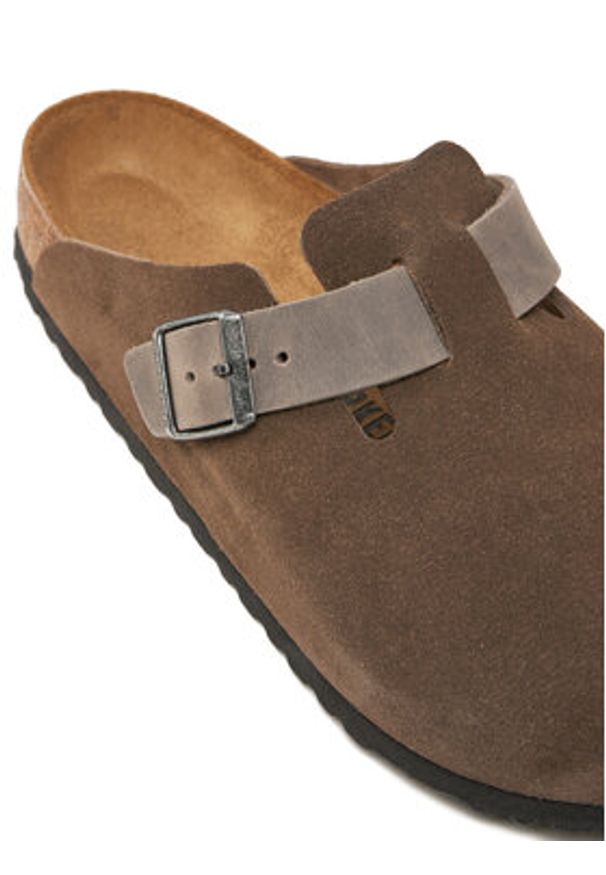 Birkenstock Klapki Boston zamsz 1029210 Brązowy. Kolor: brązowy. Materiał: skóra, zamsz
