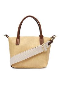 TOMMY HILFIGER - Tommy Hilfiger Torebka Popette Mini Tote Raffia AW0AW18523 Beżowy. Kolor: beżowy #6