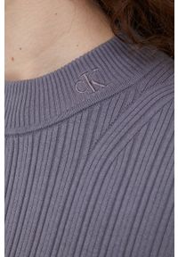 Calvin Klein Jeans sweter J20J217898.PPYY damski kolor szary. Kolor: szary. Materiał: dzianina. Długość rękawa: długi rękaw. Długość: długie. Wzór: gładki #5