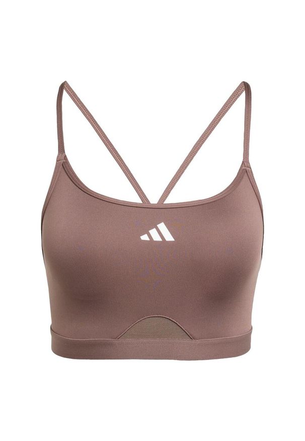 Adidas - Biustonosz Aeroreact Training 3-Stripes. Kolor: brązowy, wielokolorowy, beżowy. Materiał: materiał. Sport: fitness