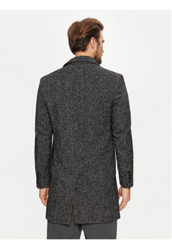 Karl Lagerfeld - KARL LAGERFELD Płaszcz wełniany 455712 544727 Czarny Regular Fit. Typ kołnierza: dekolt w karo. Kolor: czarny. Materiał: syntetyk