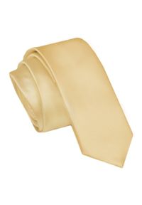 Alties - Krawat (Śledź) Męski 5 cm, Żółty, Wąski, Gładki -ALTIES. Kolor: wielokolorowy, złoty, żółty. Materiał: tkanina. Wzór: gładki. Styl: elegancki, wizytowy #1