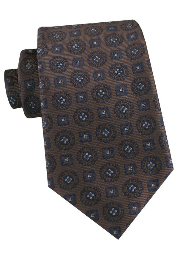 Męski Krawat - Ciemny Brąz, Grochy - Alties. Kolor: beżowy, wielokolorowy, brązowy. Materiał: tkanina. Wzór: grochy. Styl: elegancki, wizytowy