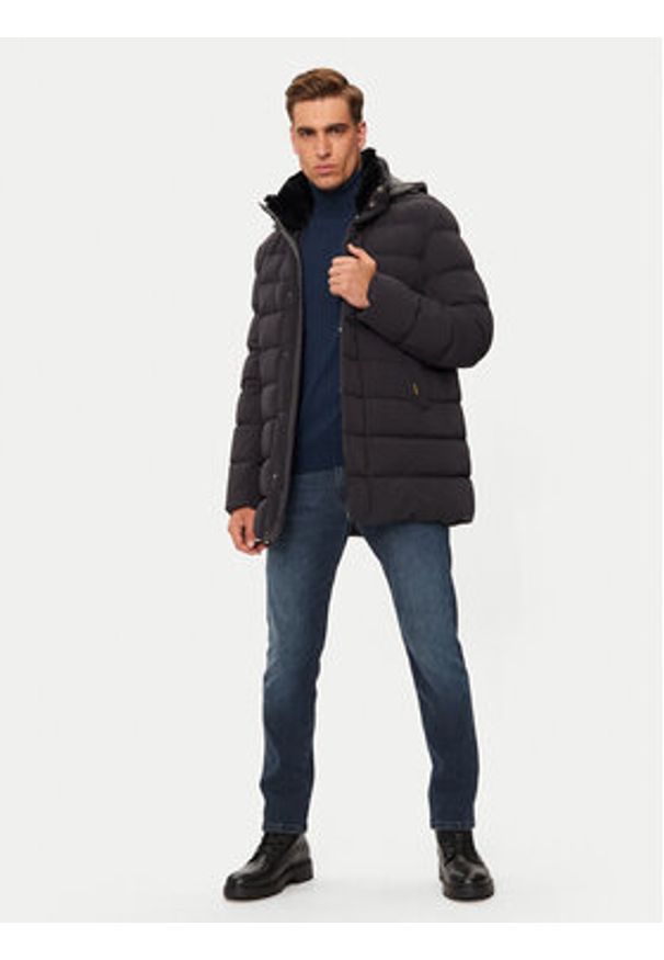 Hetrego - Hetregó Kurtka puchowa William 8N435R Czarny Regular Fit. Kolor: czarny. Materiał: syntetyk