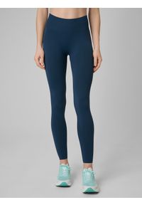 4f - 4F Legginsy treningowe bezszwowe damskie - turkusowe XS/S. Stan: podwyższony. Kolor: turkusowy. Materiał: skóra. Długość: długie. Sport: fitness #2