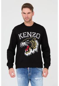 Kenzo - KENZO Czarna męska bluza TIGER VARSITY JUNGLE, Rozmiar S. Typ kołnierza: bez kaptura. Kolor: czarny