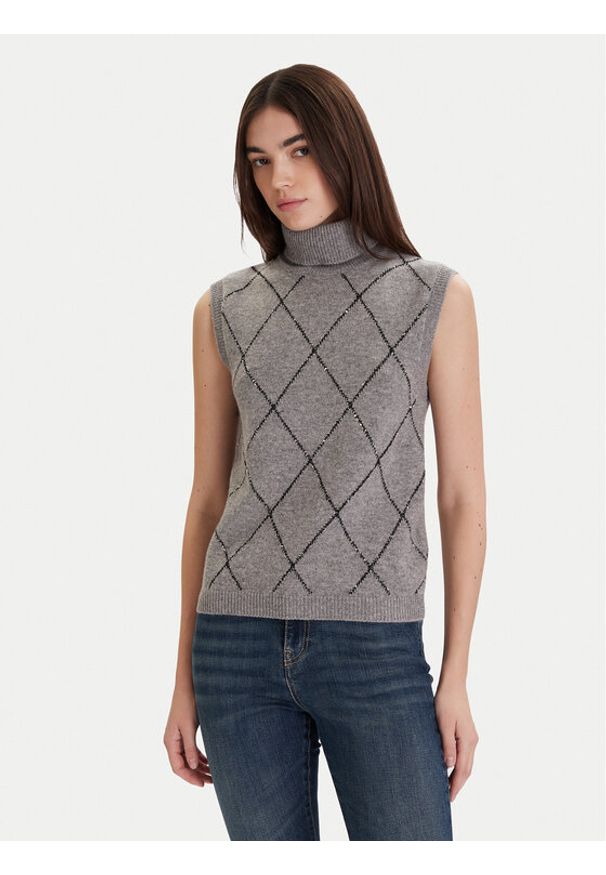 ViCOLO Golf 77069F Szary Regular Fit. Typ kołnierza: golf. Kolor: szary. Materiał: wełna