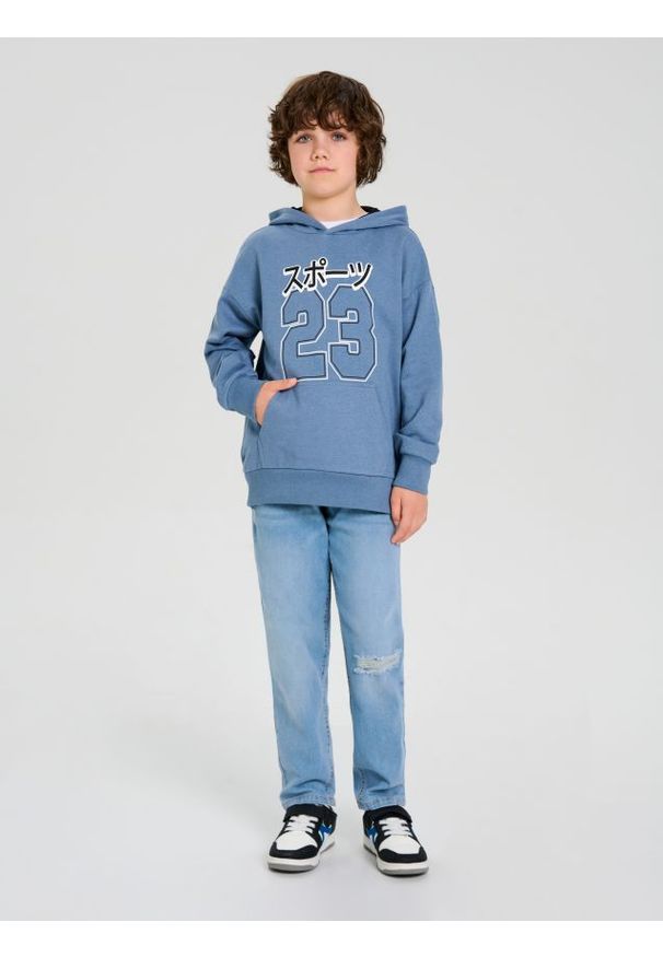 Sinsay - Bluza z kapturem - mid blue. Typ kołnierza: kaptur