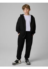4f - 4F Bluza dresowa loose z kapturem chłopięca - czarna 146/152 (10-12 lat). Okazja: na spacer, na co dzień, na uczelnię. Typ kołnierza: kaptur. Kolor: czarny. Materiał: dresówka. Sezon: lato. Styl: casual #2
