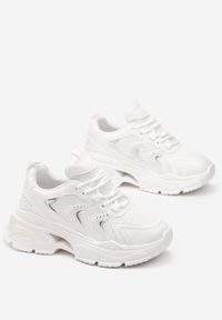 Renee - Białe Sneakersy na Grubej Podeszwie z Metalicznymi Wstawkami Seta. Okazja: na co dzień. Kolor: biały #4