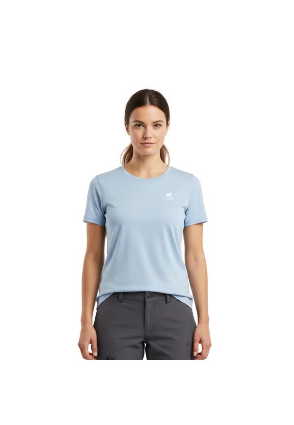 FJORK MERINO - Damska koszulka trekkingowa z merynosów. Kolor: niebieski. Materiał: wełna. Sport: turystyka piesza