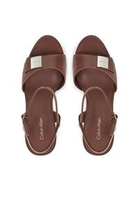 Calvin Klein Sandały Heel Sandal 85 W/Ck Hw - Lth HW0HW02485 Brązowy. Kolor: brązowy. Materiał: skóra