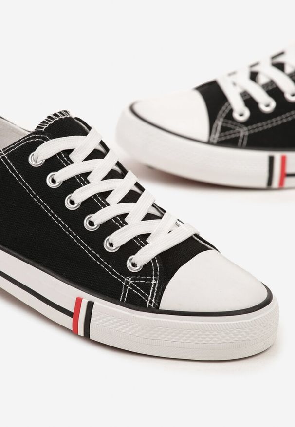 Born2be - Czarno-Białe Trampki pod Kostkę Lilitia. Okazja: na co dzień. Kolor: czarny. Materiał: jeans. Styl: casual