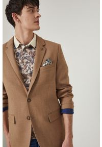 medicine - Medicine marynarka męska kolor beżowy. Kolor: beżowy. Wzór: aplikacja. Styl: klasyczny #1