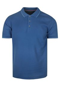 Klasyczna, Męska Koszulka Polo - Adriano Guinari - Niebieska. Typ kołnierza: polo. Kolor: niebieski. Materiał: bawełna. Styl: klasyczny #1