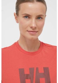 Helly Hansen t-shirt bawełniany kolor czerwony 34112-001. Okazja: na co dzień. Kolor: czerwony. Materiał: bawełna. Wzór: nadruk. Styl: casual #5