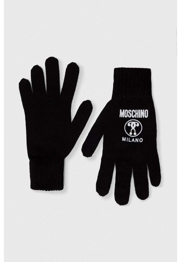 MOSCHINO - Moschino rękawiczki wełniane damskie kolor czarny. Kolor: czarny. Materiał: wełna