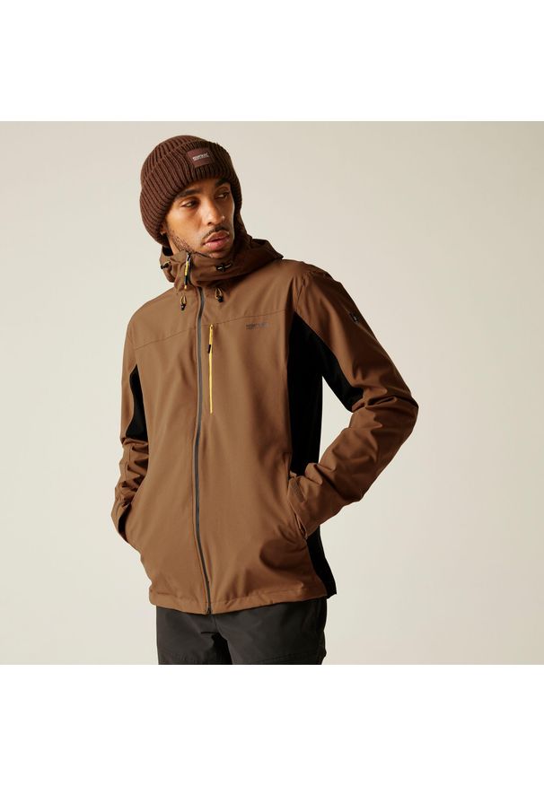 Regatta - Kurtka turystyczna przeciwdeszczowa męska Birchdale wodoodporna. Kolor: brązowy. Materiał: poliester, tkanina. Sport: turystyka piesza