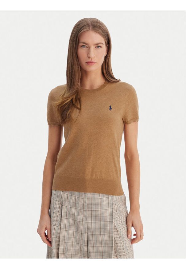 Polo Ralph Lauren T-Shirt 211971872007 Beżowy Slim Fit. Typ kołnierza: polo. Kolor: beżowy. Materiał: bawełna