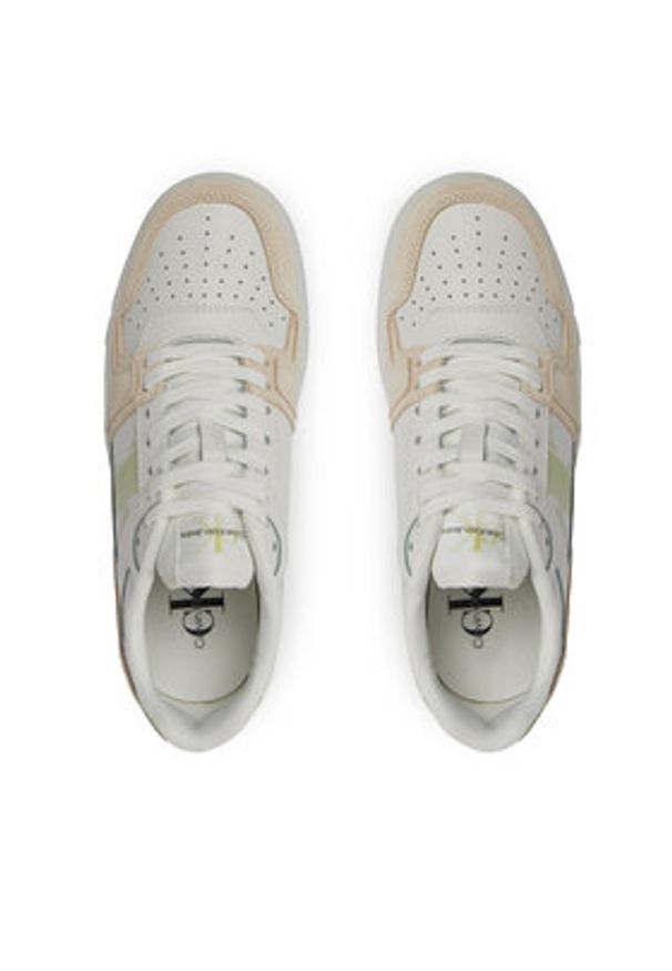 Calvin Klein Jeans Sneakersy Basket Cupsole Lace Mix Nbs Sat YW0YW01446 Biały. Kolor: biały. Materiał: skóra, zamsz