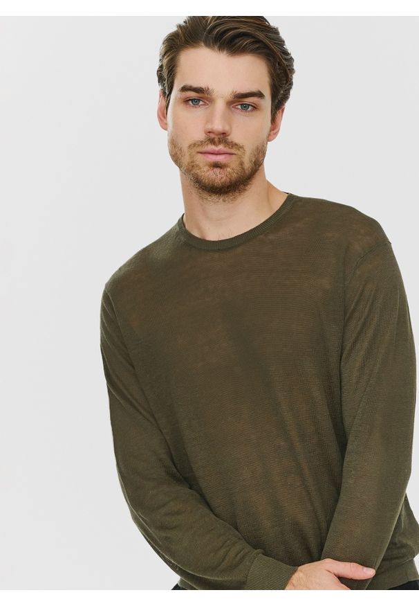PAKO LORENTE – Zielony lniany sweter P24SP-2X-003-Z-0 - Pako Lorente. Kolor: zielony, niebieski. Materiał: len. Wzór: gładki. Sezon: lato, wiosna