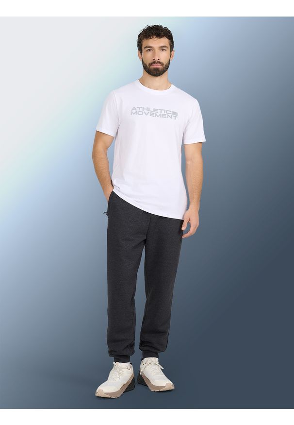 4f - 4F Spodnie dresowe joggery męskie - szare M. Kolor: szary. Materiał: dresówka. Wzór: gładki. Sport: fitness